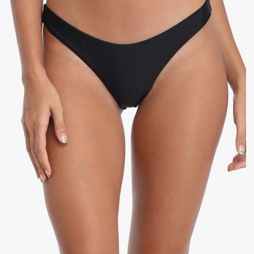 Relleciga Black Cheeky Bikini Bottoms‎ Sz. L NWT